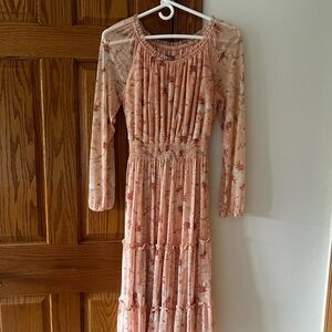 Floral Long Sleeve Dress - Pink